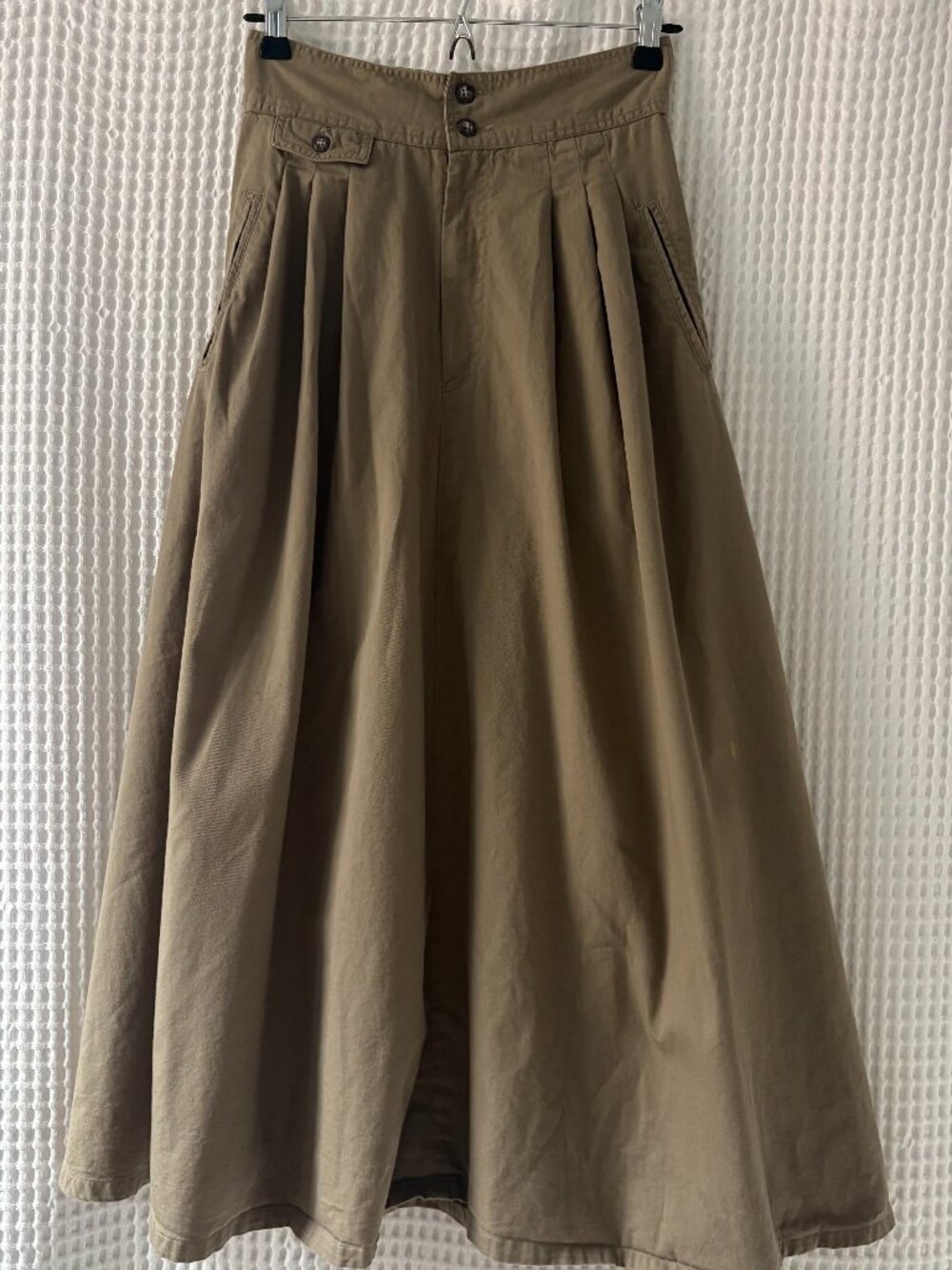 Vintage 80s Banana Republic safaricore khaki midi women's gorpcore skirt size 6